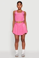 Womens Almost Famous Plisse Cropped Tank Top, Pink, Size M