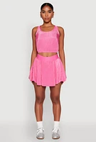 Womens Almost Famous Plisse Cropped Tank Top, Pink, Size M