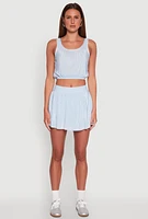 Womens Almost Famous Plisse Cropped Tank Top, Blue, Size XL