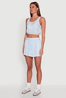 Womens Almost Famous Plisse Cropped Tank Top, Blue, Size XL