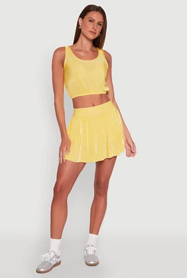 Womens Almost Famous Plisse Lined Skater Skirt, Yellow,