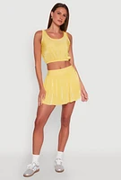 Womens Almost Famous Plisse Lined Skater Skirt, Yellow,