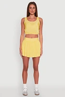 Womens Almost Famous Plisse Lined Skater Skirt, Yellow,