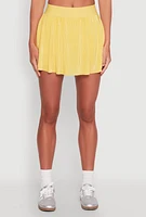 Womens Almost Famous Plisse Lined Skater Skirt, Yellow,