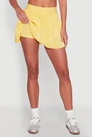 Womens Almost Famous Plisse Lined Skater Skirt, Yellow,