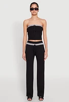 Womens Almost Famous Drawstring Lace Trim Tube Top, L