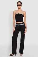 Womens Almost Famous Drawstring Lace Trim Tube Top, Black, Size M