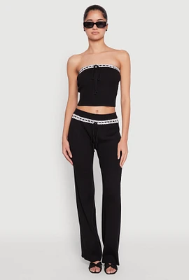 Womens Almost Famous Lace Detail Wide Leg Pants, L