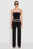 Womens Almost Famous Lace Detail Wide Leg Pants, L