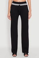 Womens Almost Famous Lace Detail Wide Leg Pants, L