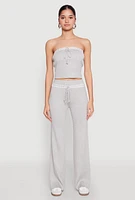 Womens Almost Famous Lace Detail Wide Leg Pants, Grey, Size XL
