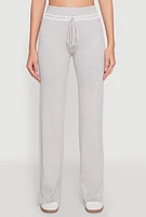 Womens Almost Famous Lace Detail Wide Leg Pants, Grey, Size XL