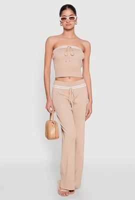 Womens Almost Famous Lace Detail Wide Leg Pants,
