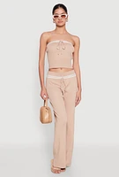 Womens Almost Famous Lace Detail Wide Leg Pants,