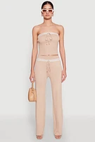 Womens Almost Famous Lace Detail Wide Leg Pants,