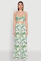 Womens Almost Famous Tropical Print Smocked Bralette, Green, Size XL