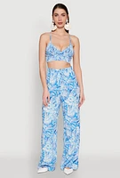 Womens Almost Famous Tropical Print Smocked Bralette,
