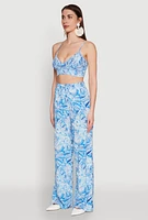 Womens Almost Famous Tropical Print Smocked Bralette,