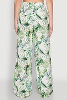 Womens Almost Famous Tropical Print Palazzo Pants, Green, Size S