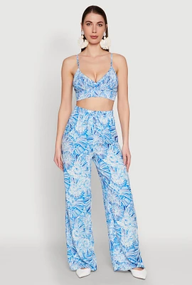 Womens Almost Famous Tropical Print Palazzo Pants,
