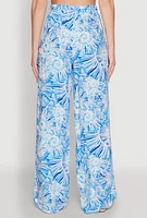 Womens Almost Famous Tropical Print Palazzo Pants,