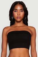 Womens Almost Famous Fold Over Tube Top, Black,
