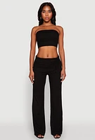 Womens Almost Famous Fold Over Tube Top, Black,