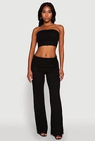 Womens Almost Famous Fold Over Tube Top, Black,