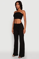 Womens Almost Famous Fold Over Tube Top, Black,