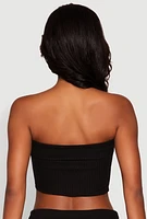 Womens Almost Famous Fold Over Tube Top, Black,