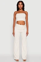 Womens Almost Famous Fold Over Tube Top, Beige, Size L
