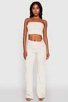 Womens Almost Famous Fold Over Tube Top, Beige, Size L