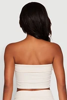 Womens Almost Famous Fold Over Tube Top, Beige, Size L