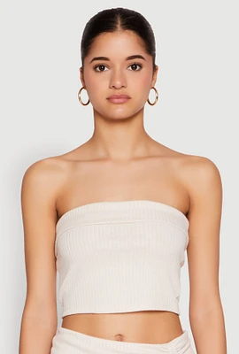 Womens Almost Famous Fold Over Tube Top, Beige,