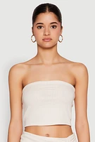 Womens Almost Famous Fold Over Tube Top, Beige,