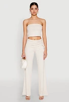 Womens Almost Famous Fold Over Tube Top, Beige,