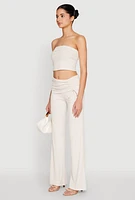 Womens Almost Famous Fold Over Tube Top, Beige,