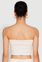 Womens Almost Famous Fold Over Tube Top, Beige,