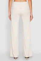 Womens Almost Famous Ruched Fold Over Pants, Khaki, Size M