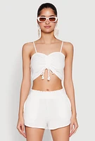 Womens Almost Famous Ruched Cropped Cami, White, Size M