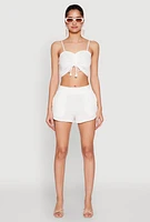 Womens Almost Famous Ruched Cropped Cami, White,