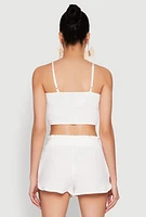 Womens Almost Famous Ruched Cropped Cami, White, Size M