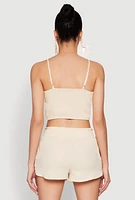 Womens Almost Famous Ruched Cropped Cami, Beige, Size S