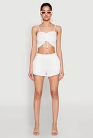 Womens Almost Famous Smocked Waist Shorts, White, Size XL