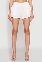 Womens Almost Famous Smocked Waist Shorts, White, Size XL