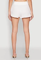 Womens Almost Famous Smocked Waist Shorts, White, Size XL