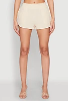 Womens Almost Famous Smocked Waist Shorts, Khaki, Size S