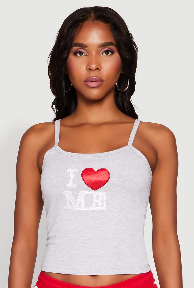Womens Almost Famous Graphic Print Cropped Cami, Grey, Size L