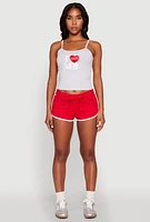 Womens Almost Famous Graphic Print Cropped Cami, Grey, Size L