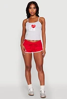 Womens Almost Famous Graphic Print Cropped Cami, Grey, Size L